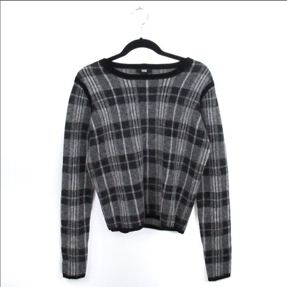 EUC Paige Denim Autry plaid wool alpaca blend sweater sz large - Picture 2 of 8